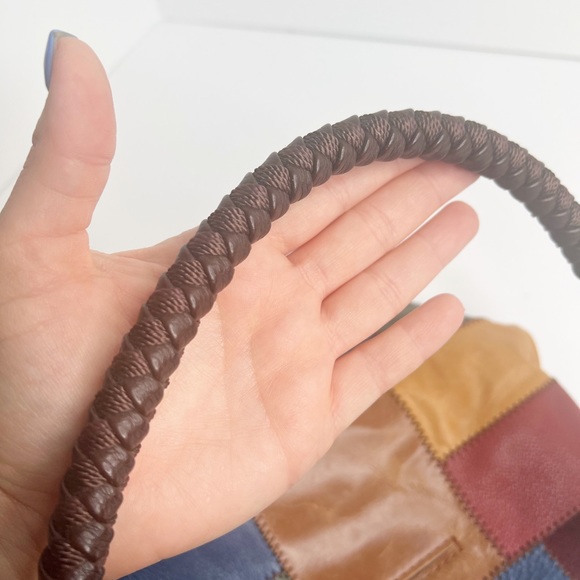 THE SAK Patchwork Multicolor Leather/Suede Hobo Shoulder Bag With Braided Strap - Picture 7 of 14